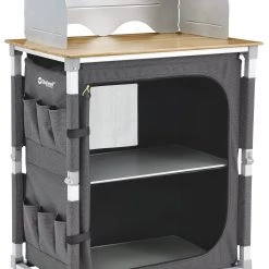 Outwell Padres Table de cuisine avec plateau en bambou, noir/marron